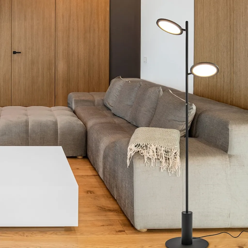 Straluma Vloerlamp 2-lichts zwart inclusief 3-standen dimbaar LED> Vloerlampen|Leeslampen