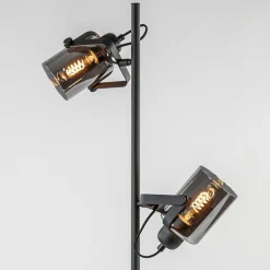 Straluma Vloerlamp mat zwart met titanium glazen kappen><noscript><img width=
