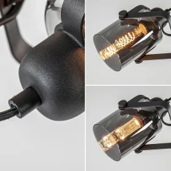 Straluma Vloerlamp mat zwart met titanium glazen kappen><noscript><img width=