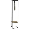 Straluma Vloerlamp zwart frame met houten plank> Vloerlampen|Industriële Verlichting