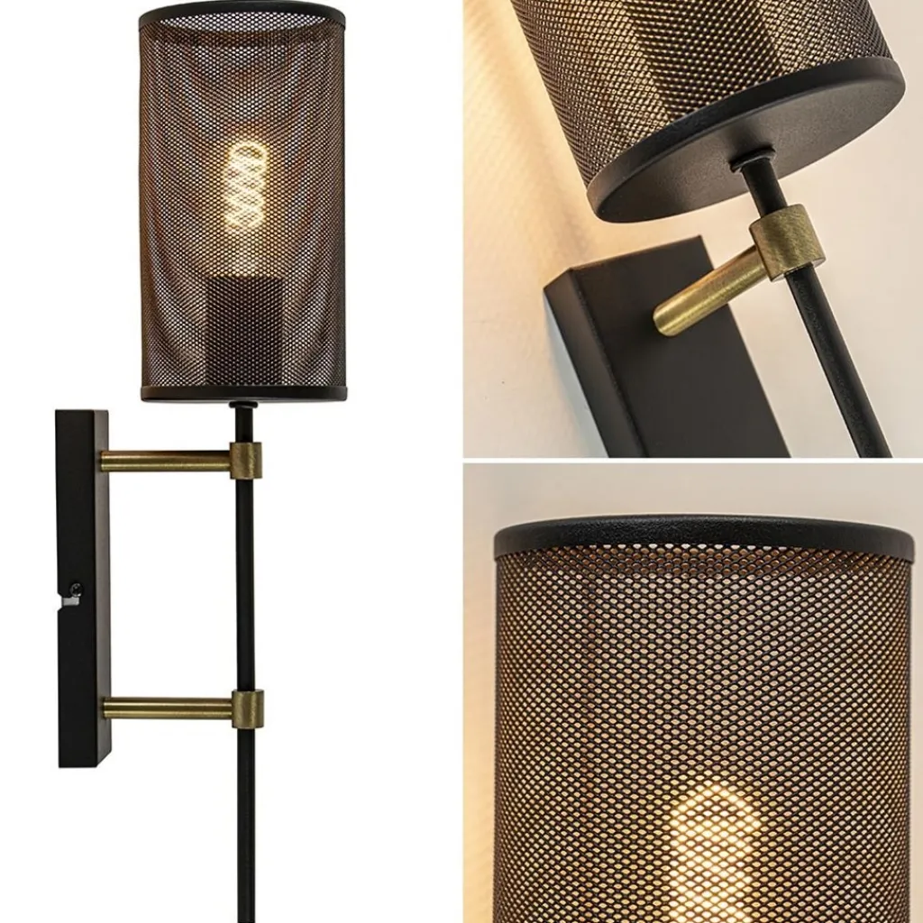 Straluma Wandlamp cilinder zwart/goud S> Wandlampen|Industriële Verlichting