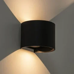 Straluma Wandlamp Davos afgerond zwart IP54 2700k><noscript><img width=