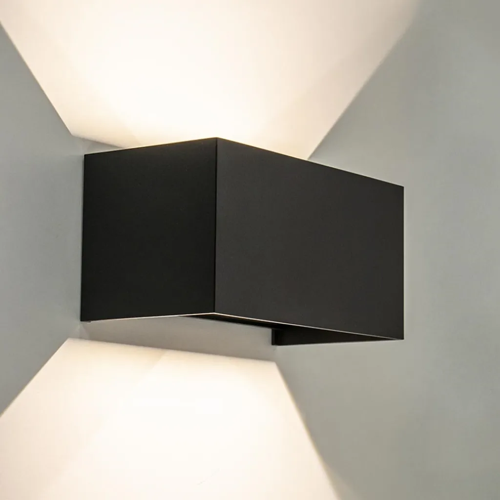 Straluma Wandlamp Davos 20cm zwart IP54 2700k> Wandlampen|Buitenlampen