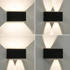 Straluma Wandlamp Davos 20cm zwart IP54 2700k><noscript><img width=