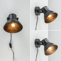 Straluma Wandlamp Eliano zwart industrieel><noscript><img width=