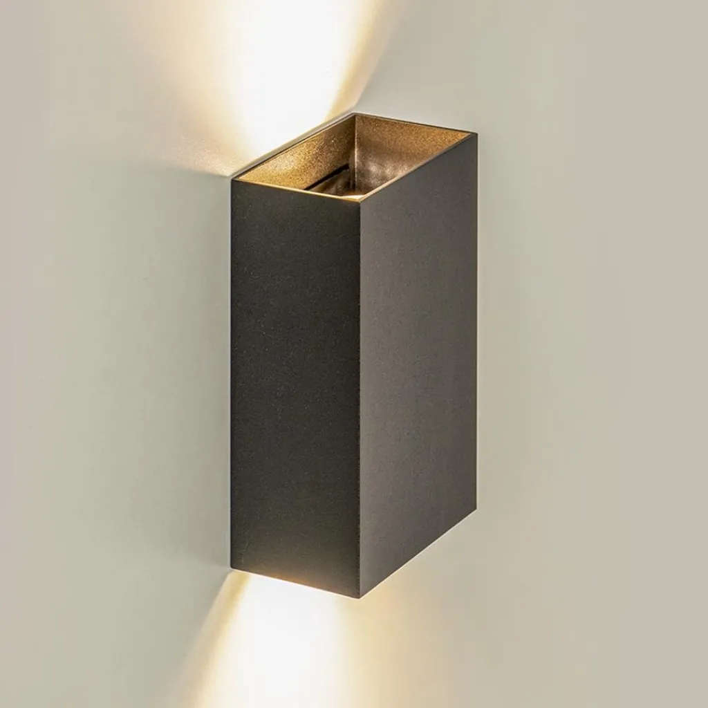 Straluma Wandlamp Eros rechthoek zwart 2xgu10> Woonkamerlampen|Slaapkamerlampen