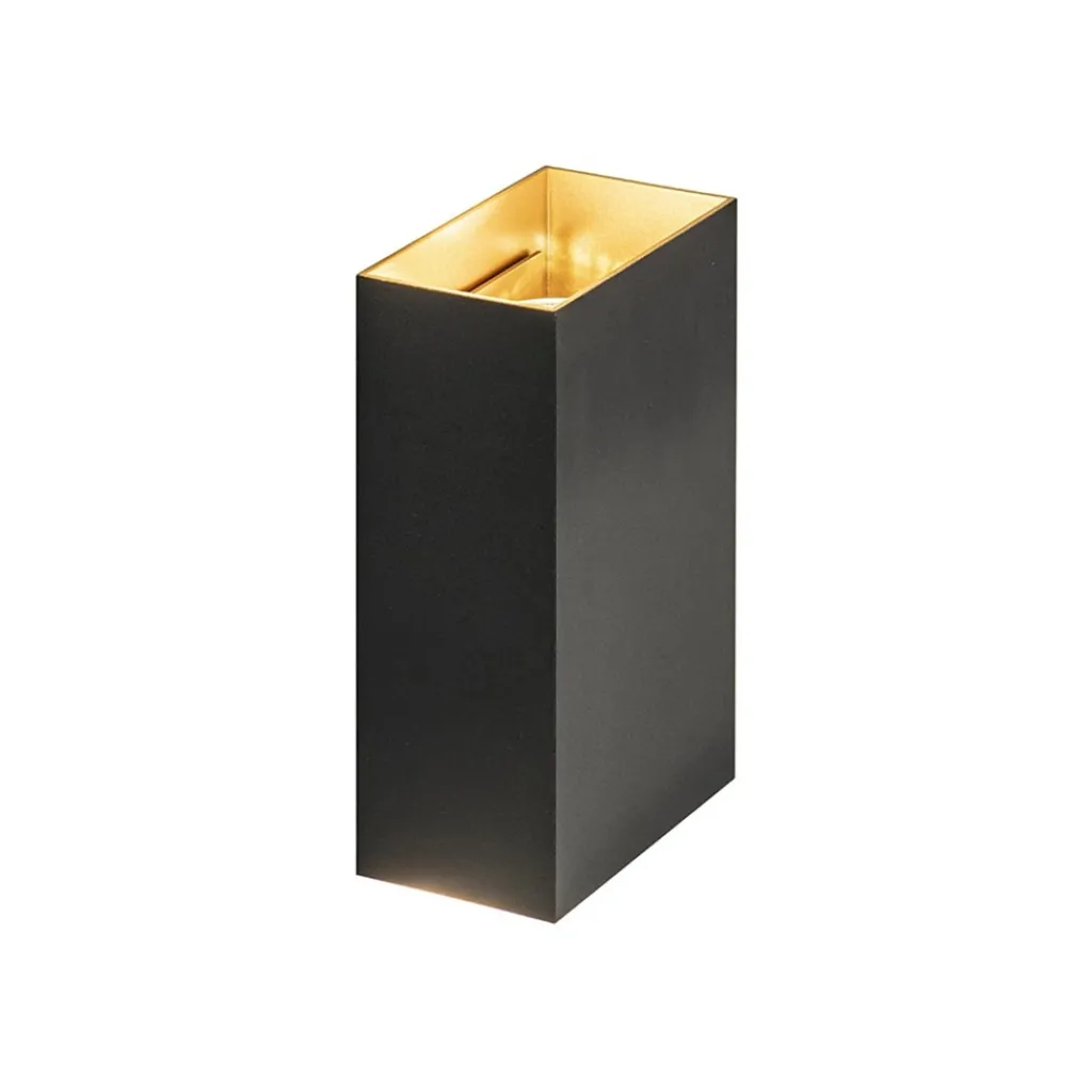 Straluma Wandlamp Eros rechthoek zwart/matgoud 2xgu10> Woonkamerlampen|Slaapkamerlampen