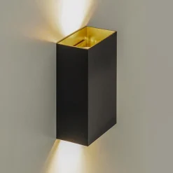 Straluma Wandlamp Eros rechthoek zwart/matgoud 2xgu10><noscript><img width=