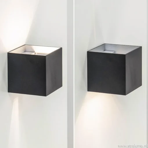 Straluma Wandlamp kubus verst. zwart/grijs ex.g9> Woonkamerlampen|Slaapkamerlampen
