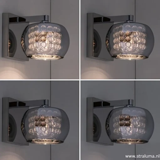 Straluma Wandlamp Pearl glas/chroom> Pearl|Woonkamerlampen