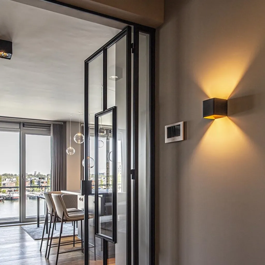 Straluma Wandlamp Stretto kubus zwart/goud> Wandlampen|Halverlichting