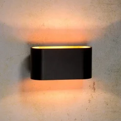 Straluma Wandlamp Xera ovaal zwart/goud></noscript> Woonkamerlampen|Slaapkamerlampen