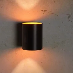 Straluma Wandlamp Xera zwart/goud binnenkant></noscript> Woonkamerlampen|Slaapkamerlampen