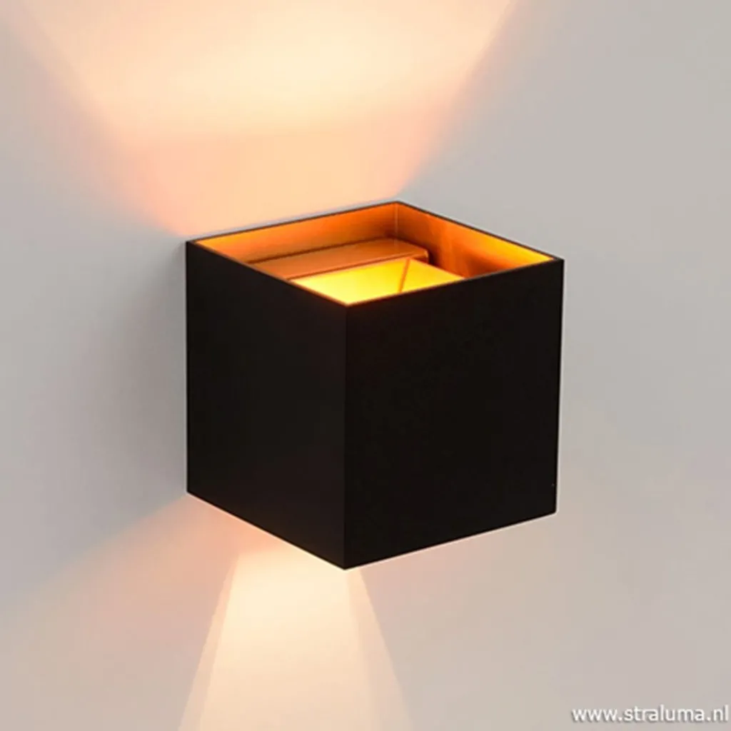 Straluma Wandlamp Xio kubus zwart/goud inclusief G9> Wandlampen|Bedlampjes