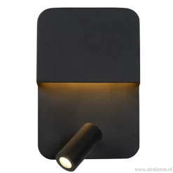 Straluma Wandlamp zwart + leesspot en usb><noscript><img width=