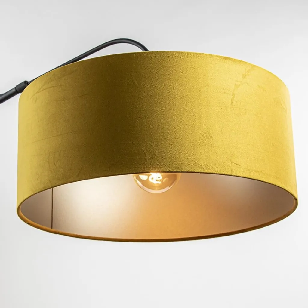 Straluma Wandlamp zwart met velourse kap> Wandlampen|Schemerlampen