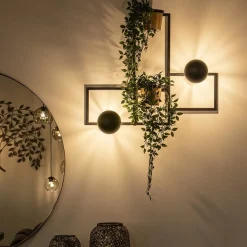 Straluma Wandlamp zwart/goud inclusief plantenpotten><noscript><img width=