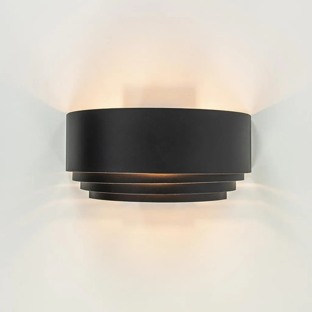 Straluma Wandlamp zwart/goud up+down langwerpig> Woonkamerlampen|Slaapkamerlampen