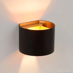 Straluma Wandlamp zwart/goud Xio up+down rond><noscript><img width=