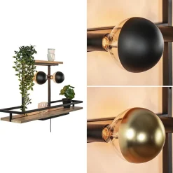 Straluma Wandlamp/wandrek zwart met houten planken><noscript><img width=