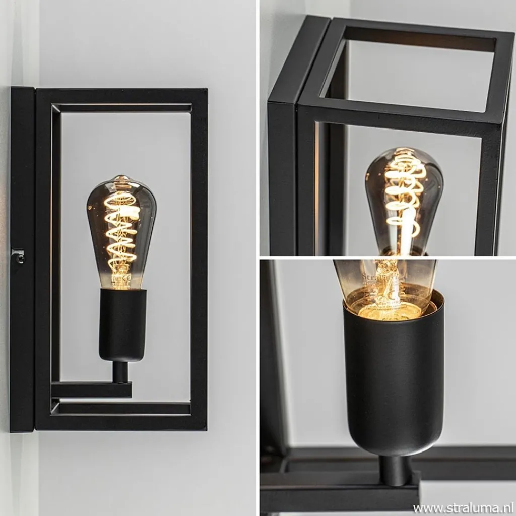 Straluma Wand-/plafondlamp rechthoek frame zwart> Woonkamerlampen|Slaapkamerlampen