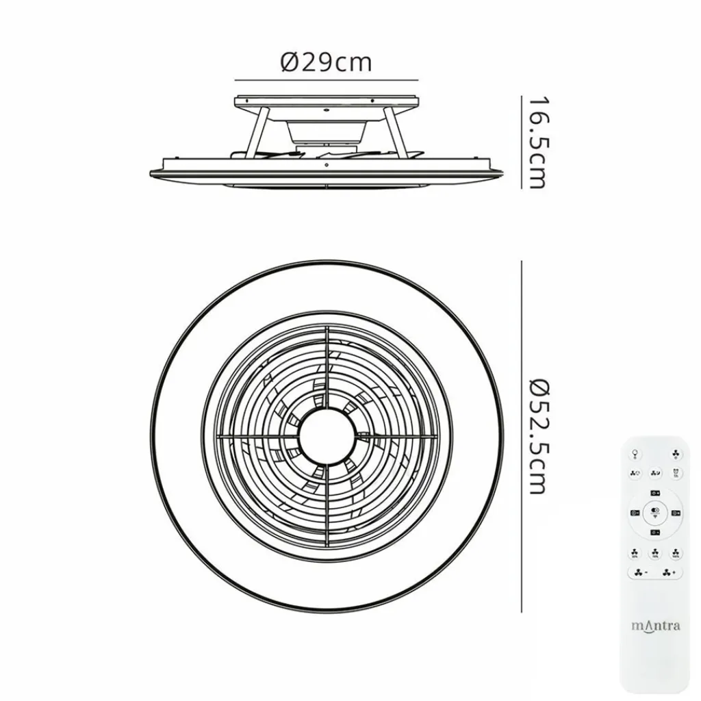 Straluma Zilveren ventilator inclusief LED klein> Plafondlampen|Plafondventilatoren met lamp