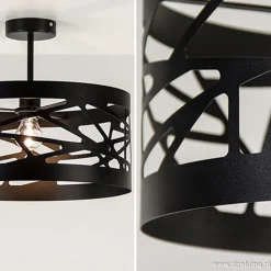 Straluma Zwart metalen plafondlamp Scandinavisch><noscript><img width=