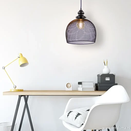 Straluma Zwarte hanglamp Karla met gaas> Light and Living|Woonkamerlampen