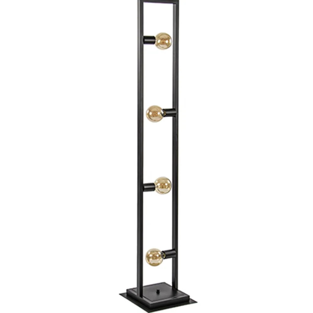 Straluma Zwarte metalen vloerlamp open frame> Woonkamerlampen|Slaapkamerlampen