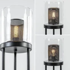 Straluma Zwarte vloerlamp met cilinder kap helder glas><noscript><img width=
