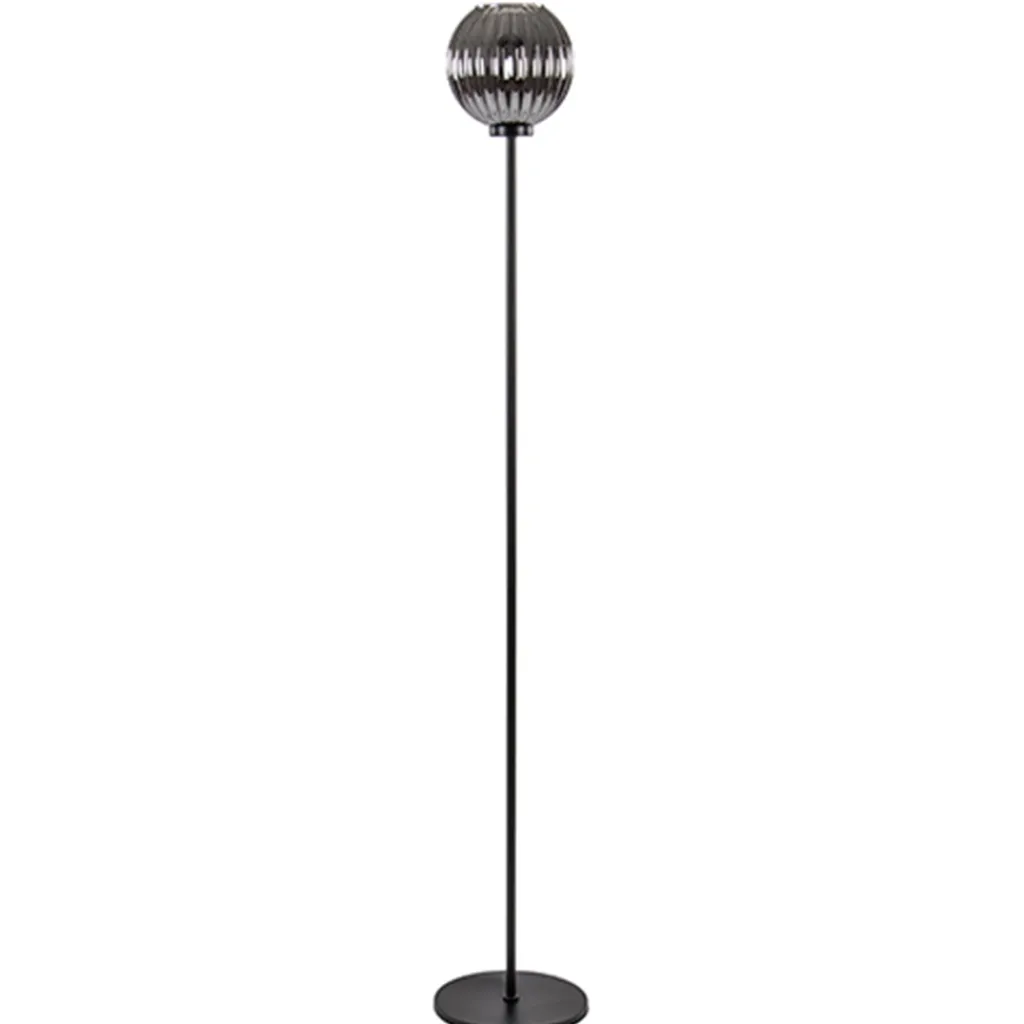 Straluma Zwarte vloerlamp met smoke glazen kap> Slaapkamerlampen|Halverlichting