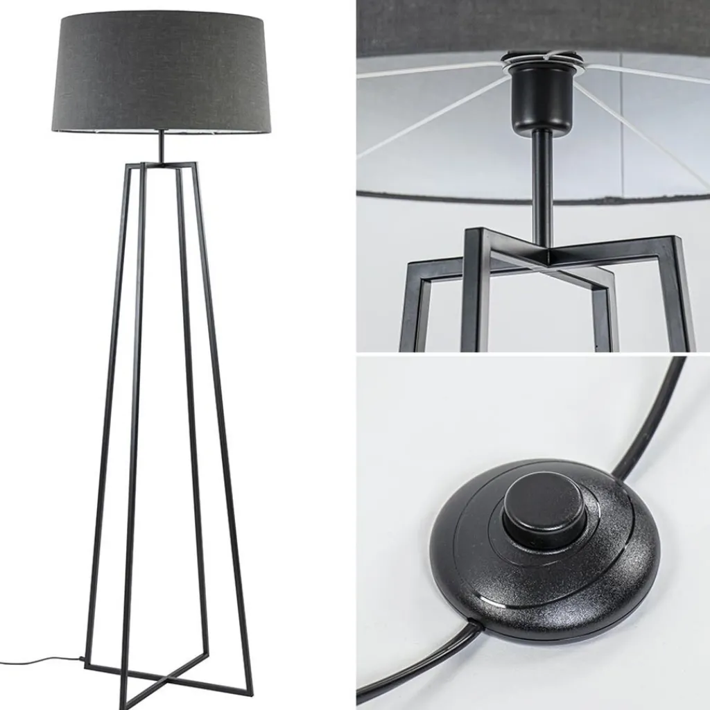 Straluma Zwarte vloerlamp modern frame excl. kap> Lampenvoeten|Schemerlampen