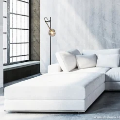 Straluma Zwart/messing vloerlamp met smoke glas><noscript><img width=